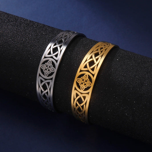 Trend Real Gold Plating Witch Knot Hollow Stainless Bracelet