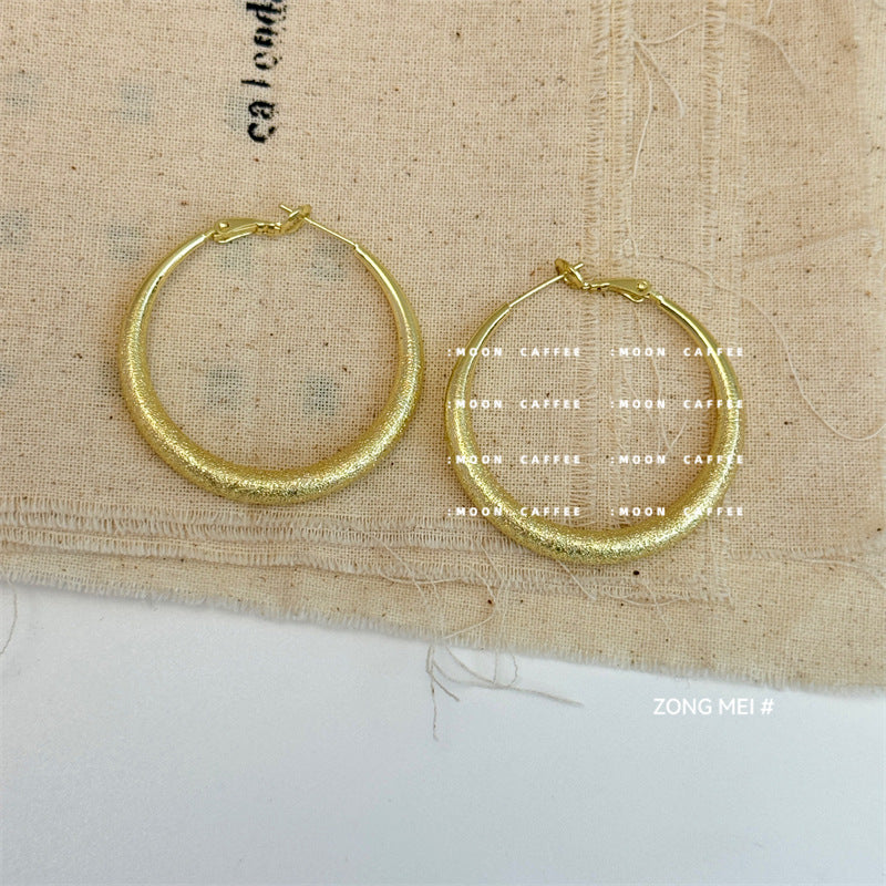 Women's Cold Style Simple Retro Circle Sier Needle Niche Earrings