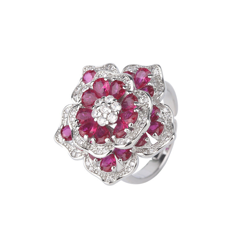 Women's Diamond Topaz Ruby Adjustable For Rings