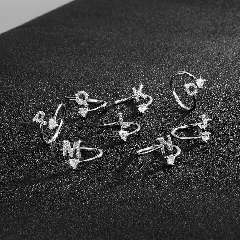 In Sterling Sier Letters Adjustable Fashion Rings