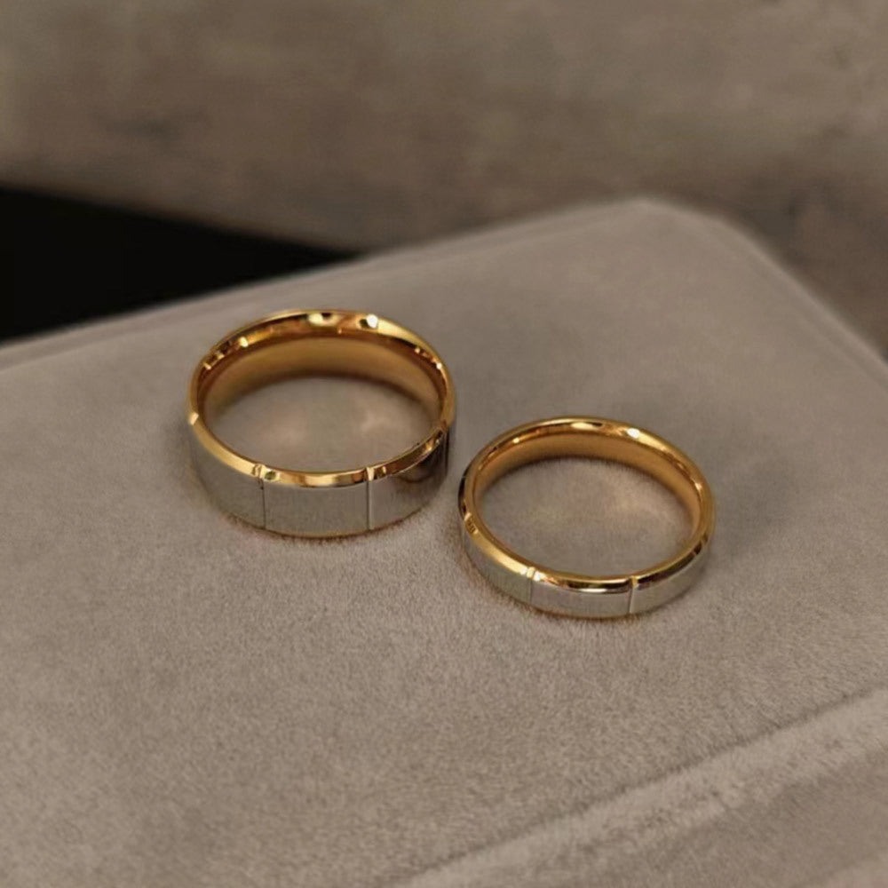 Women's Personalized Gold Simple Titanium Steel Couple Rings