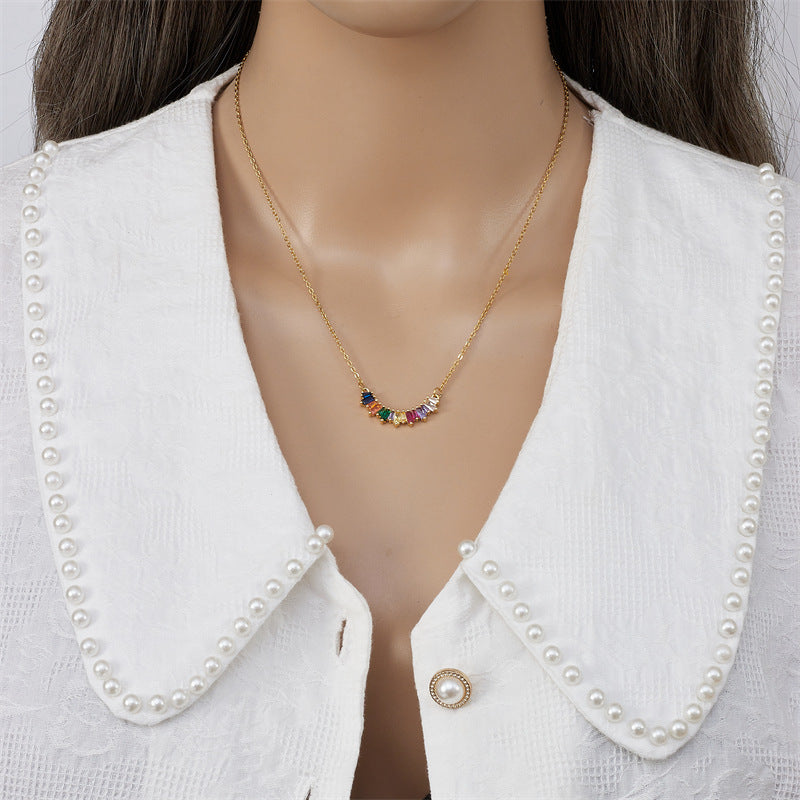 Cool Fashion Ornament Design Geometric Rainbow Necklaces