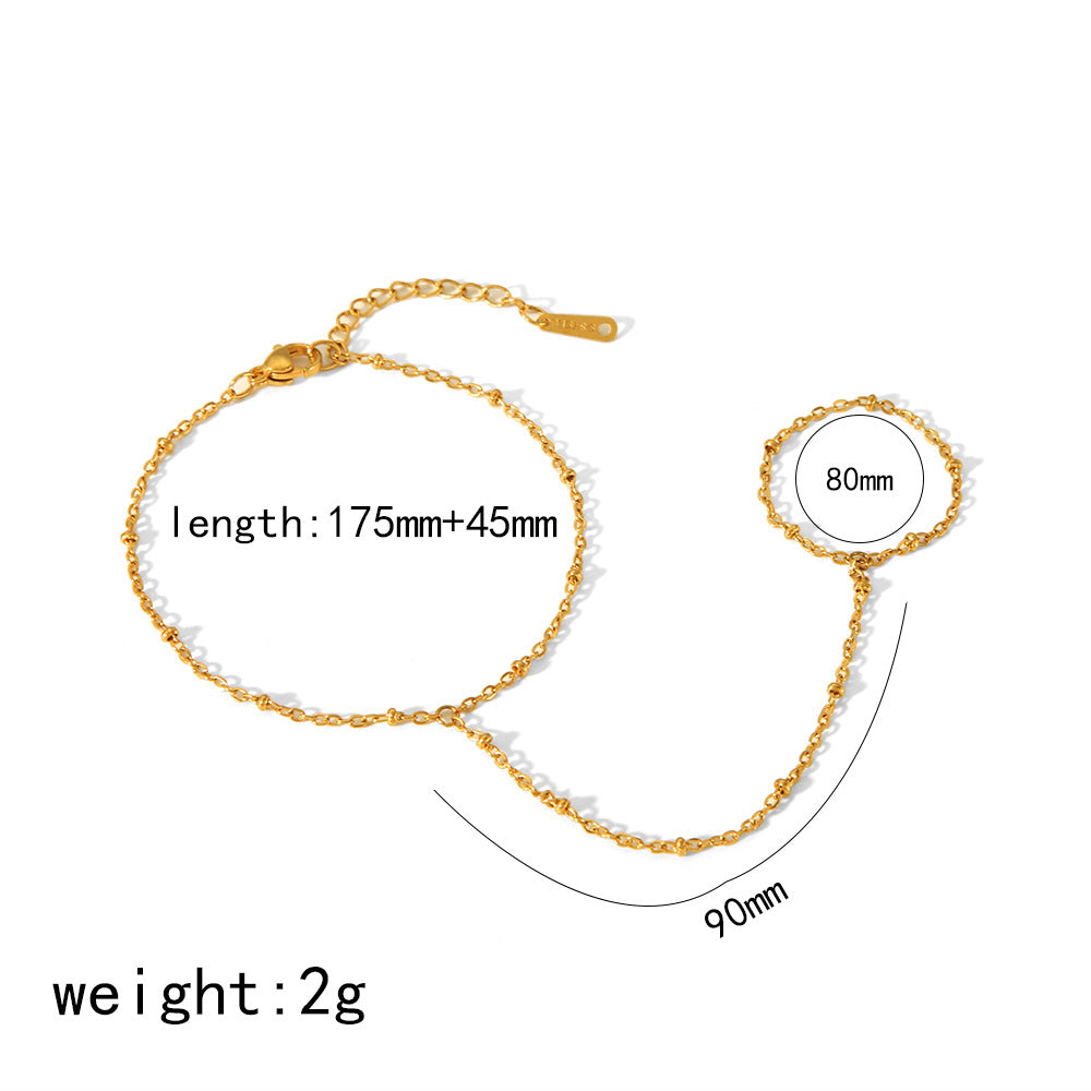 Women's Simple Stainless Steel Finger Chain Integrated Bracelets