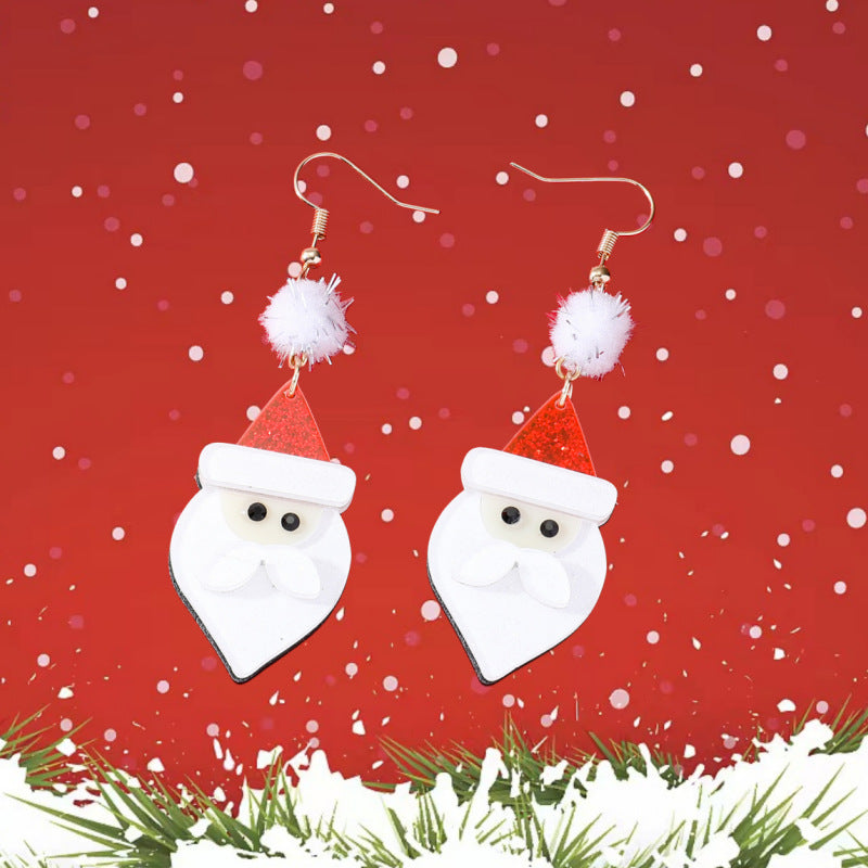 Women's Christmas Theme Cartoon Cute Creative Santa Clown Earrings