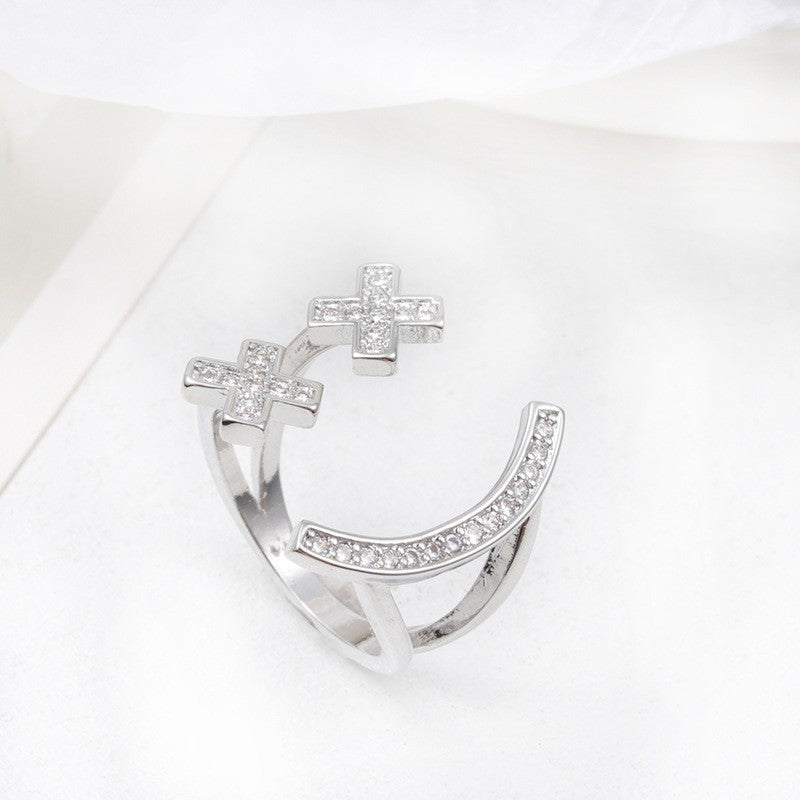 Micro Inlaid Zircon Pearl White Female Rings