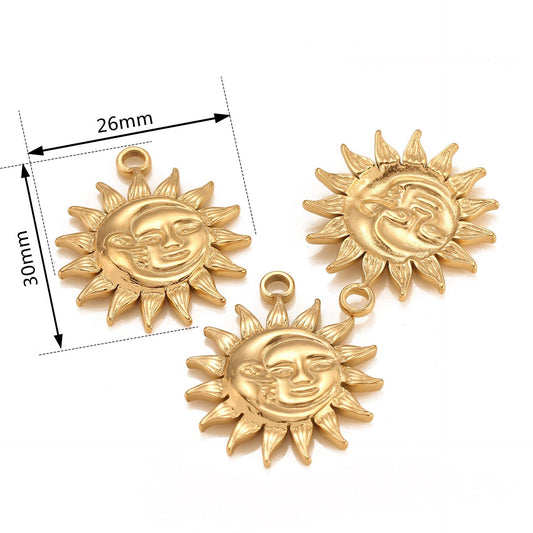 Retro Stainless Steel Three-dimensional Face Sun Pendants