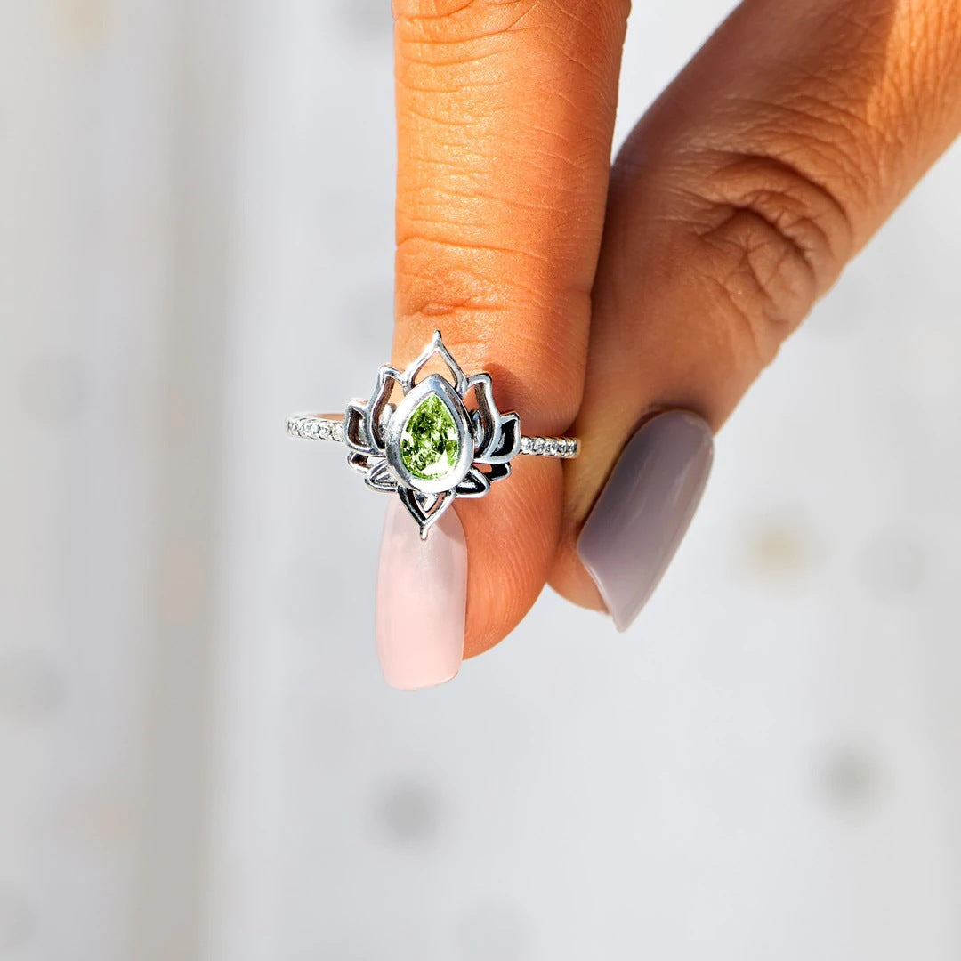 Vintage Distressed Flame Shape Lotus Water Drop Rings