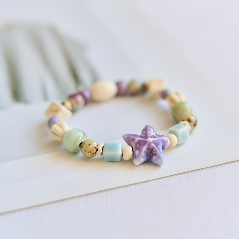 Style Gradient Color Ceramic Starfish Design Bracelets