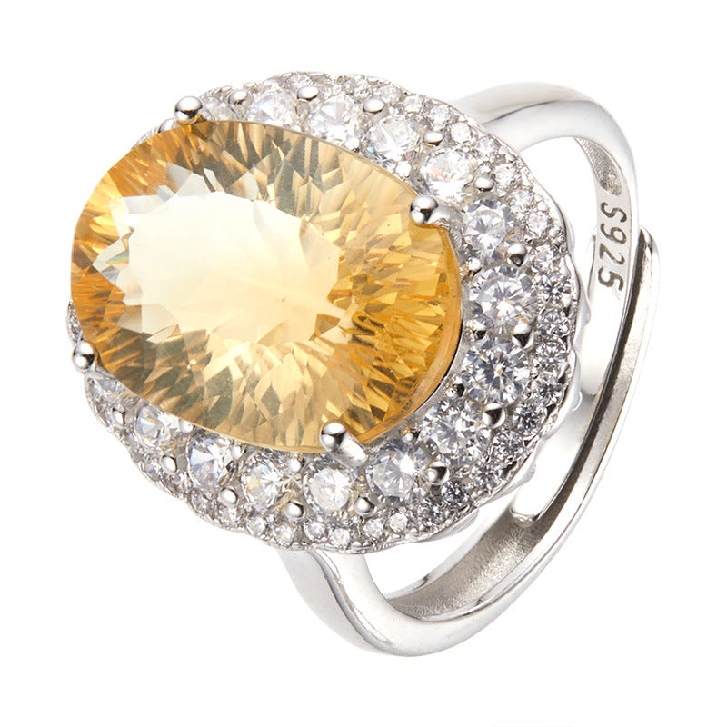 Sier Gold Natural Colored Gems Light Luxury High Rings