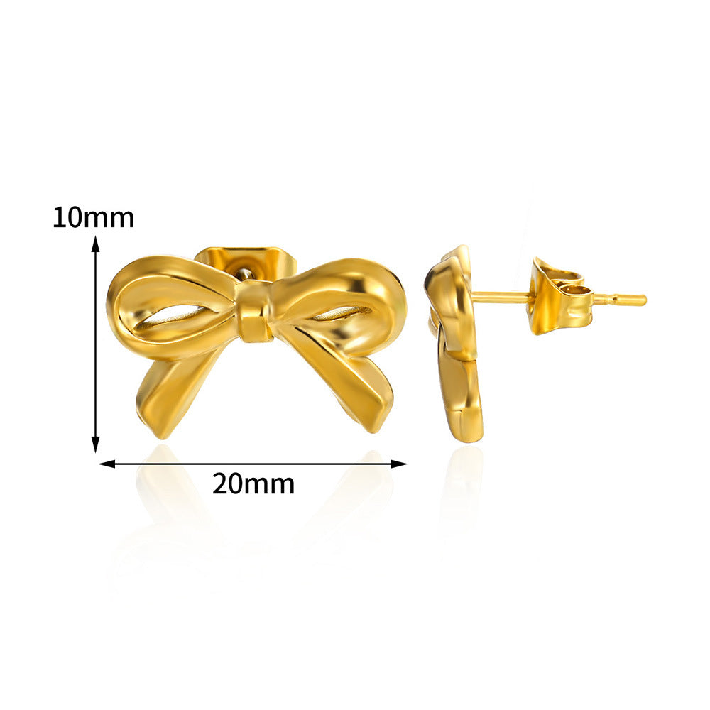 Luxury Glossy Bow Gold Stainless Steel Rings