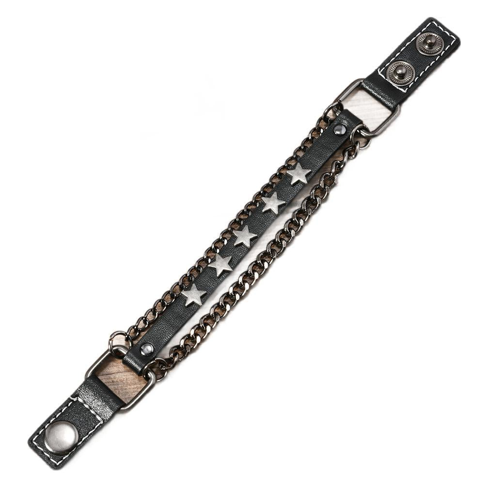 Men's Denim Accessories Five-pointed Star Chain Cowhide Bracelets