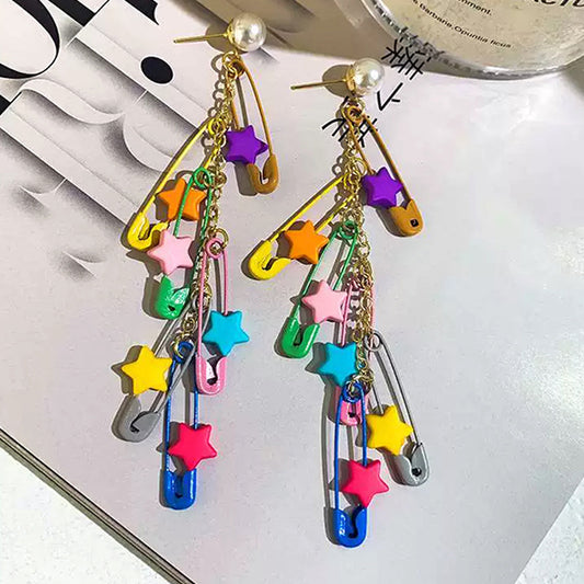 Vigorous Dopamine Long Tassel Pin Summer Earrings