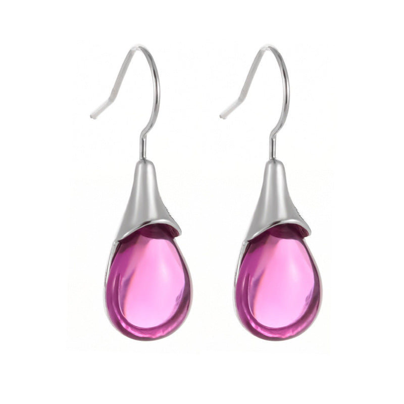 Imitation Cat's Eye Four-color Simple Jewel Earrings