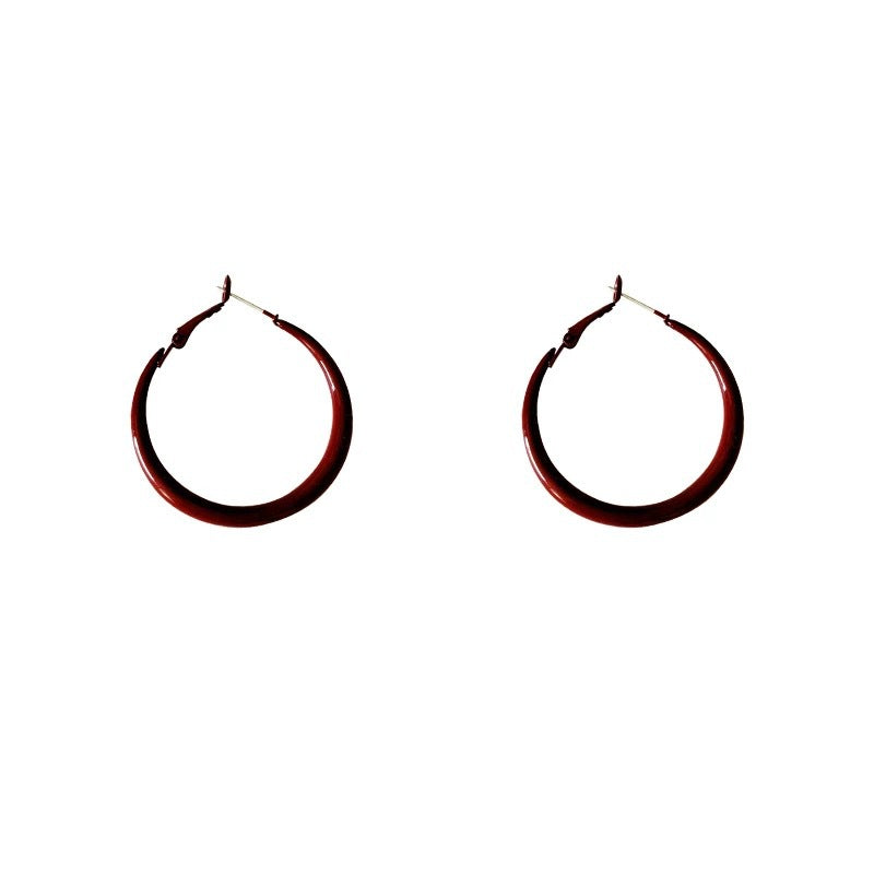 Women's Retro Style Red Ear Simple High-grade Earrings