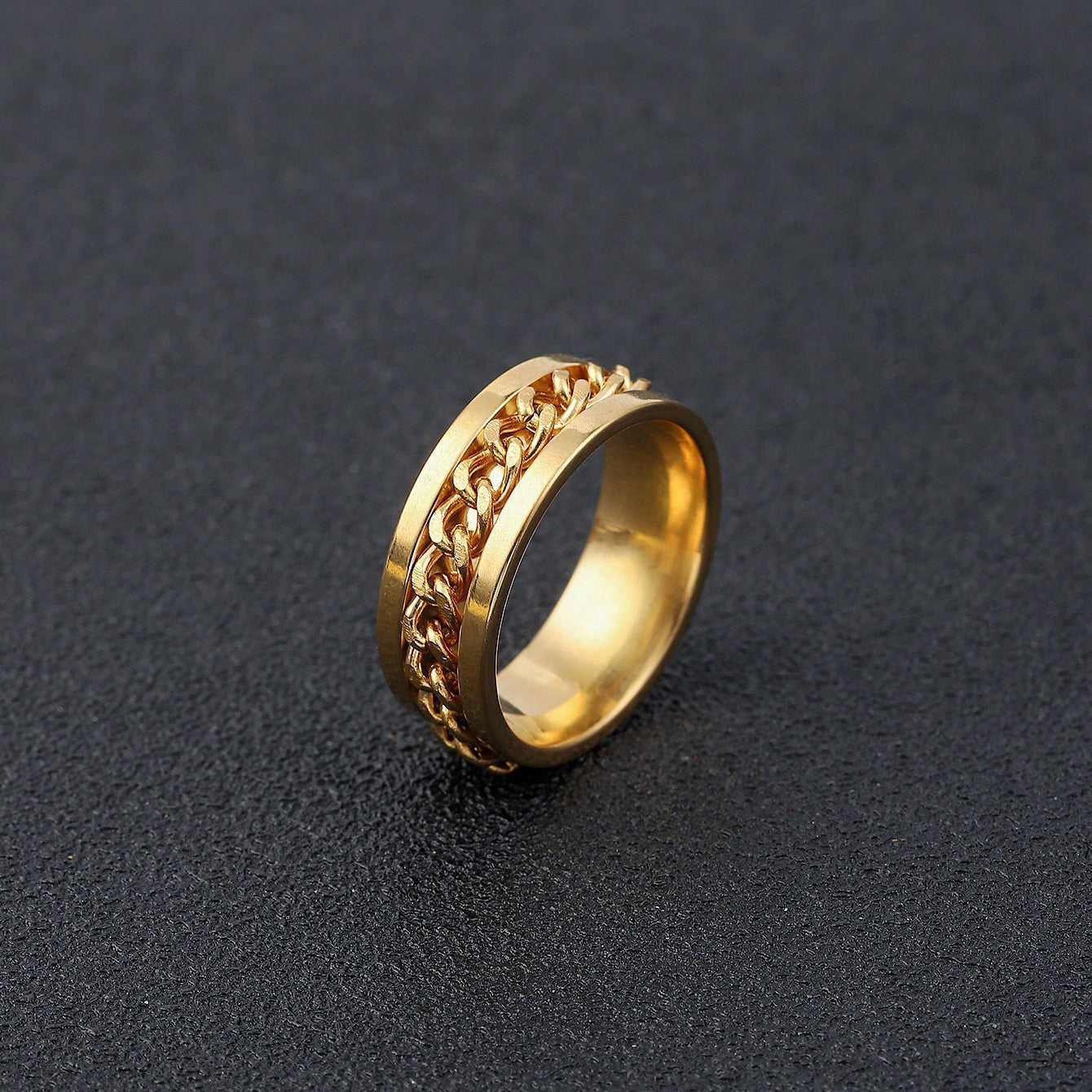 Men's Stainless Steel Trendy Titanium Rotatable Open Rings