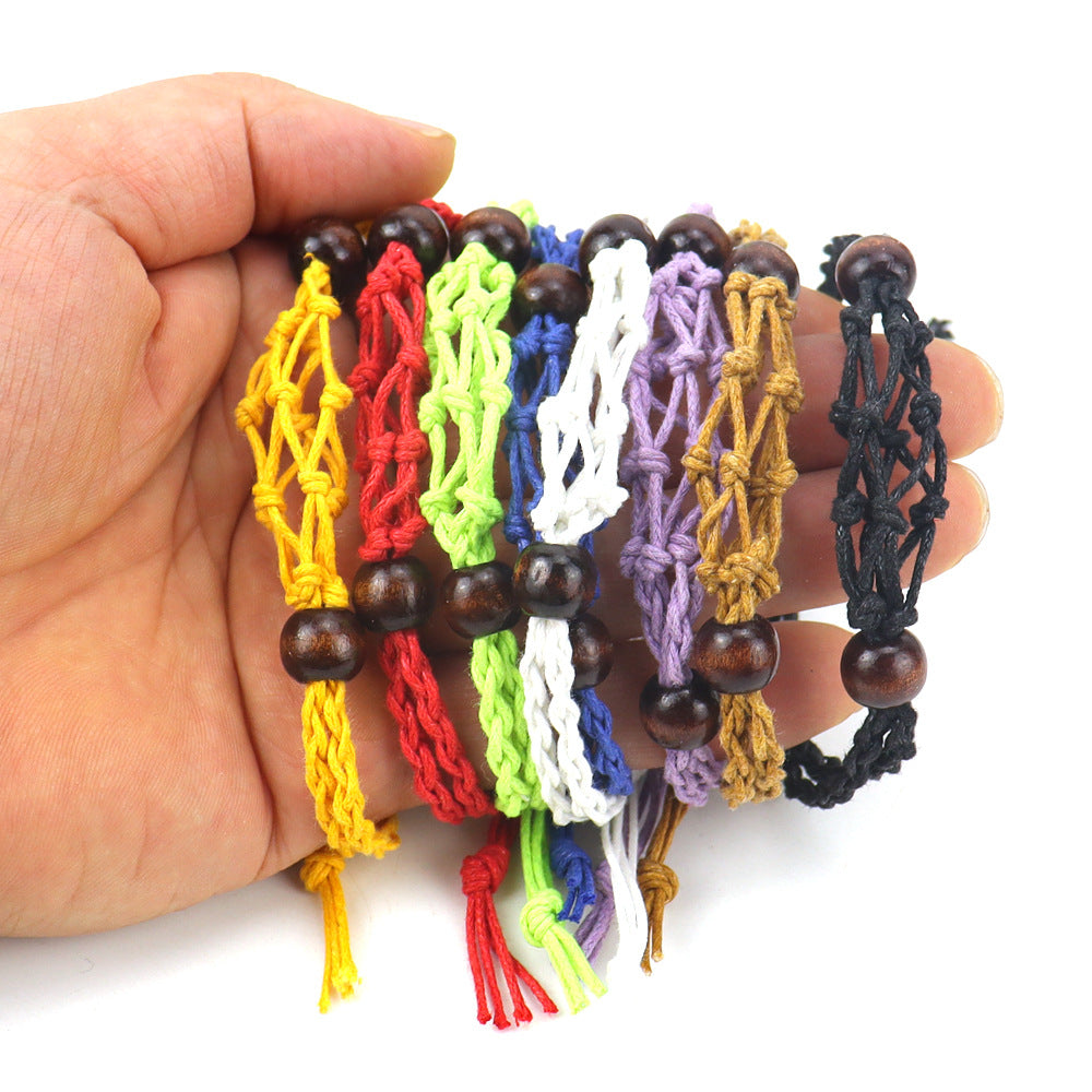 Hand-woven Net Pocket Wrist Adjustable Telescopic Bracelets