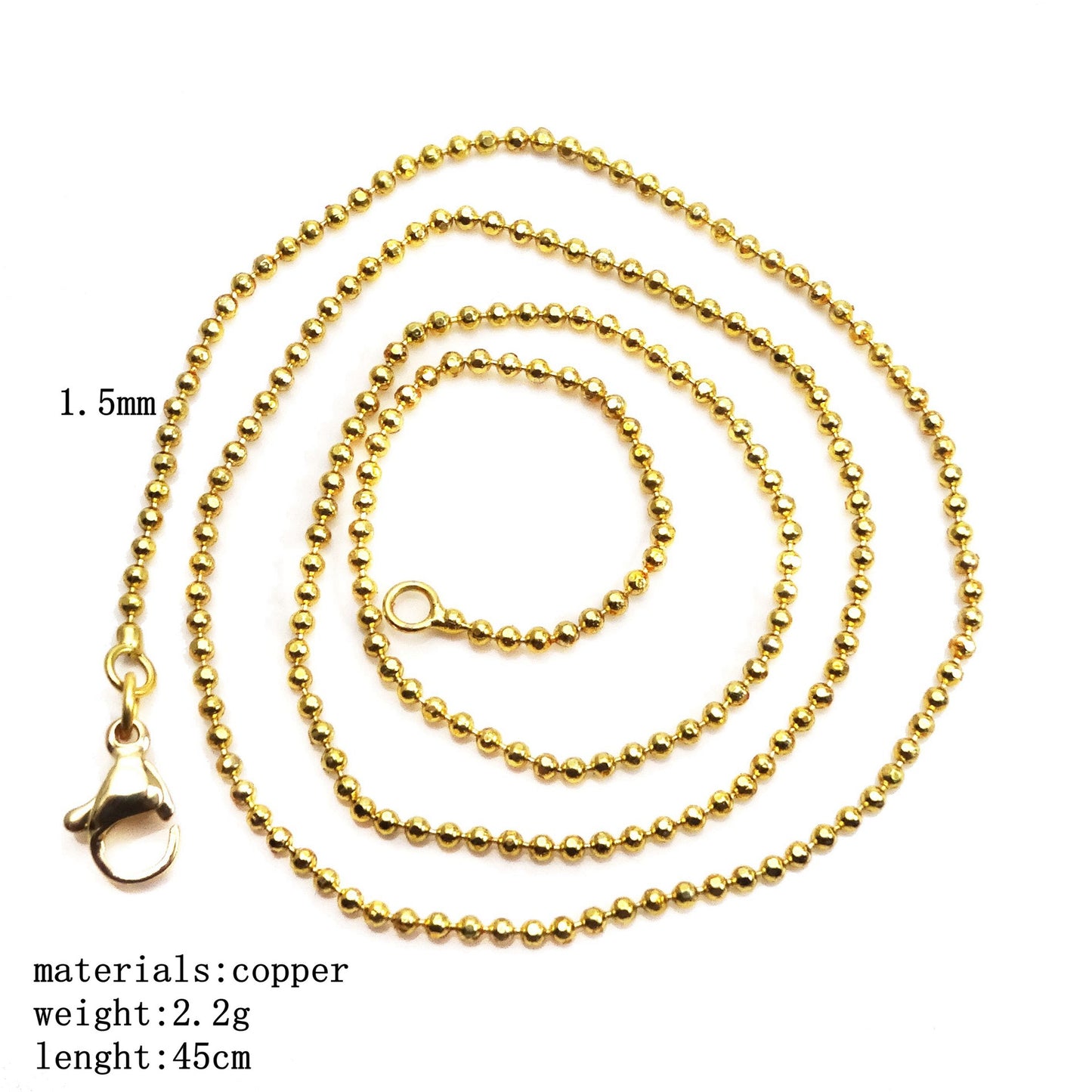 Box Chain O-shaped Bead Curb Hanging Necklaces