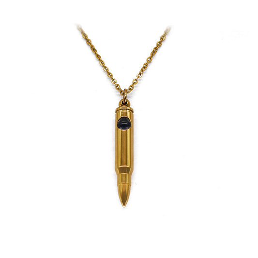 Veterans Memorial Bullet Projection Stone Titanium Steel Necklaces