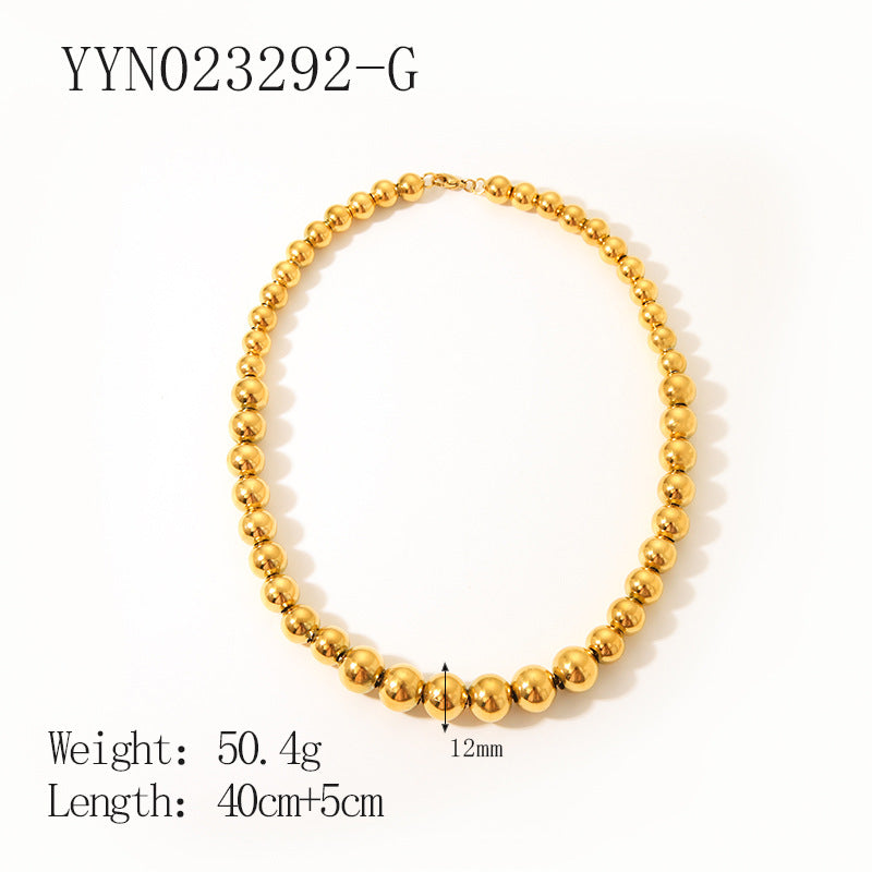 Fashion Simple Stainless Steel Beaded Gold-plated High-grade Necklaces