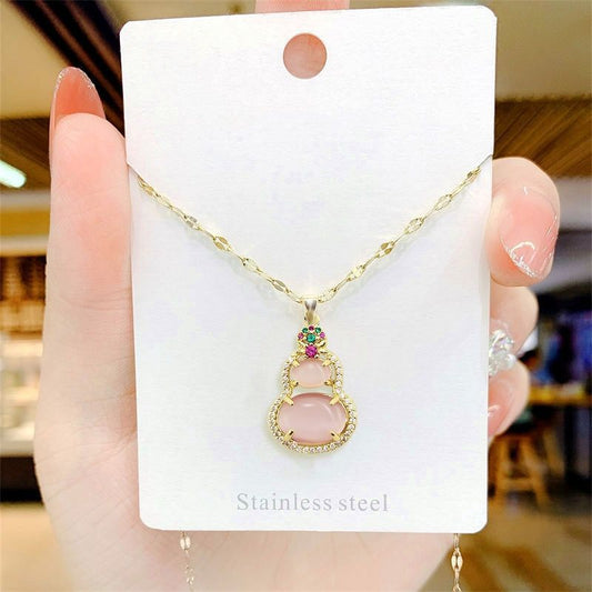 Purple Pink Gourd Diamond Female Light Luxury Minority Necklaces
