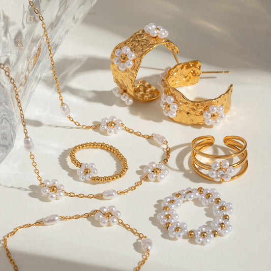 Stainless Steel Pearl High-grade Double Open Necklaces