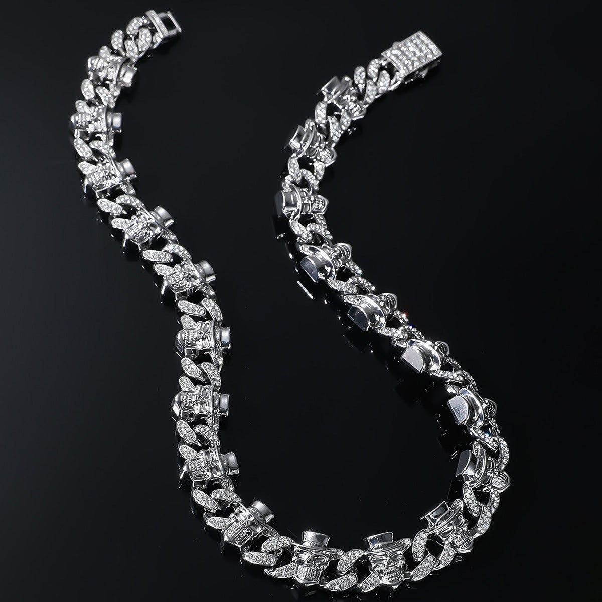 Men's Full Diamond Skull Head Cuban Link Necklaces