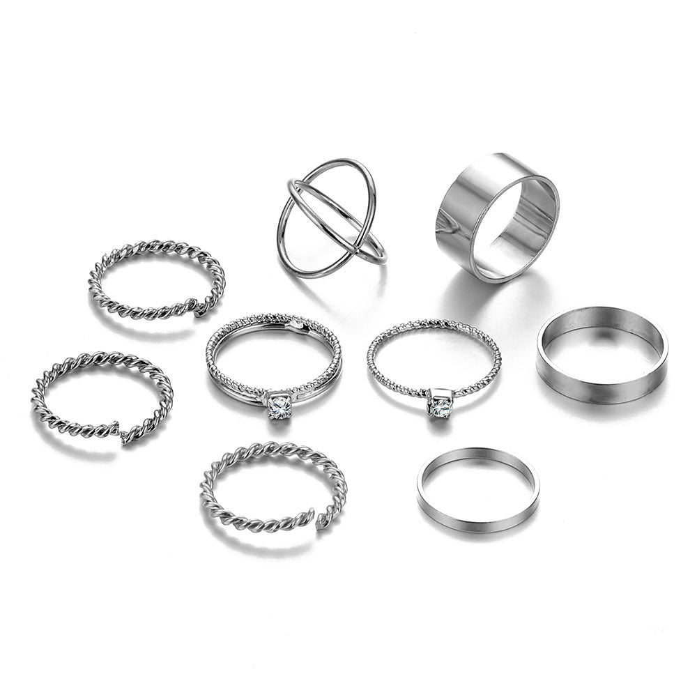 Joint Diamond Alloy Creative Twisted Pieces Rings