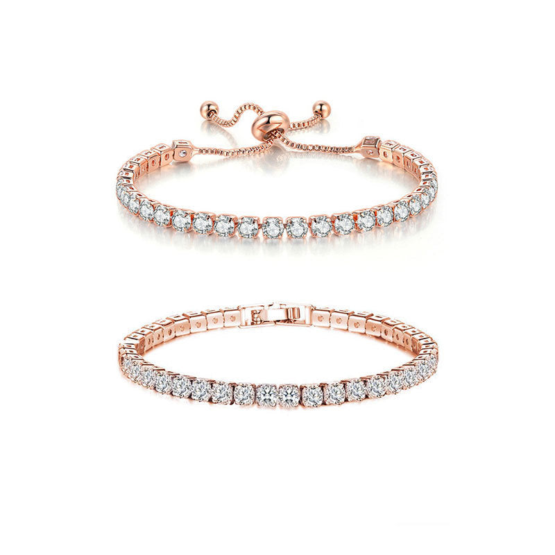 Copper Inlaid Zircon Pull Adjustable Combination Bracelets