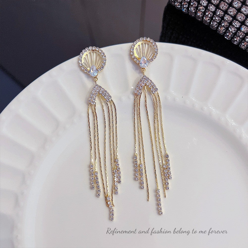 Needle Elegant Tassel Advanced Simple Thin Earrings