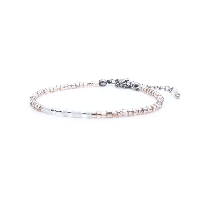 Glass Beads Stainless Steel Chain Transparent Bracelets