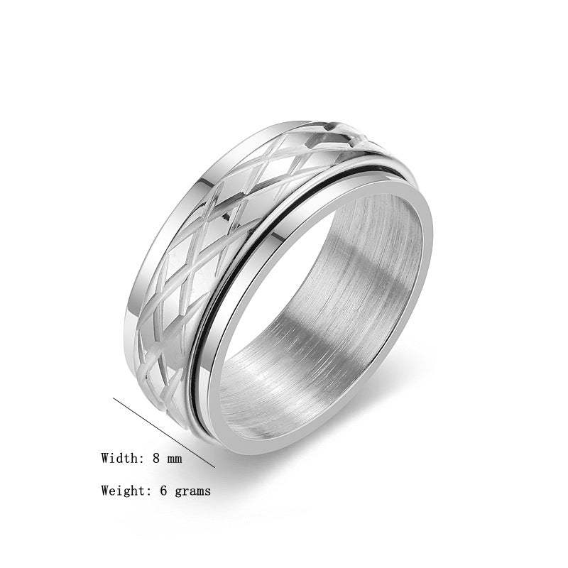 Men's Rhombus Rotatable Trendy Couple Hand Jewelry Rings
