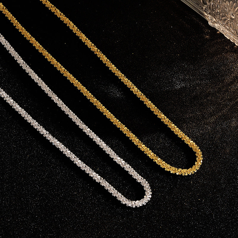 Women's & Men's Sterling Sier Sparkling High-grade Starry Chain Thick Necklaces