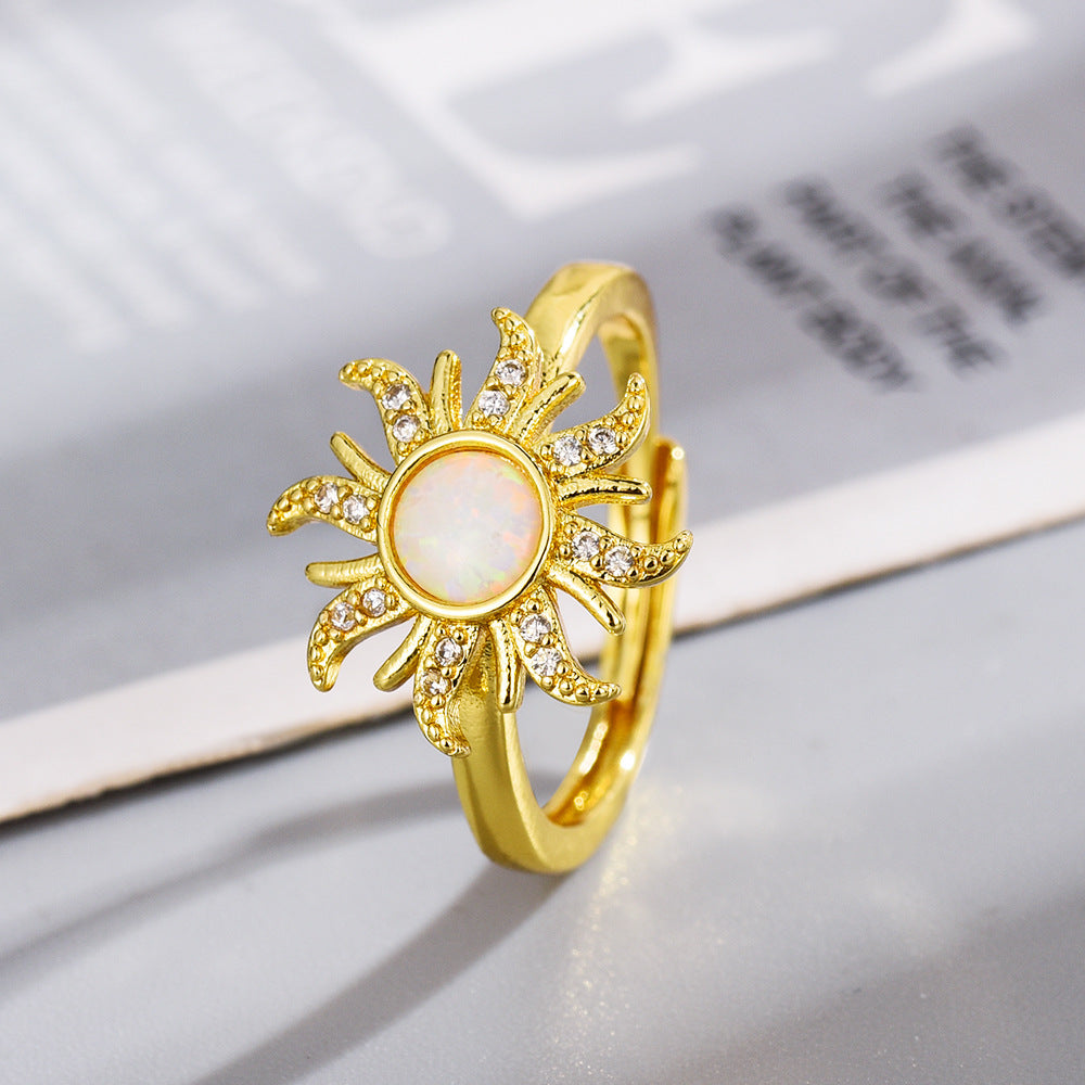 Inlaid Real Opal Dopamine Barbie Micro Ring