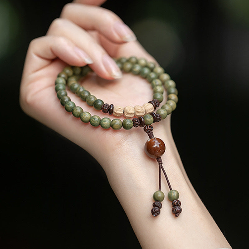 Women's & Men's Retro Ethnic Style Agate Ox Bone Rosary Bracelet