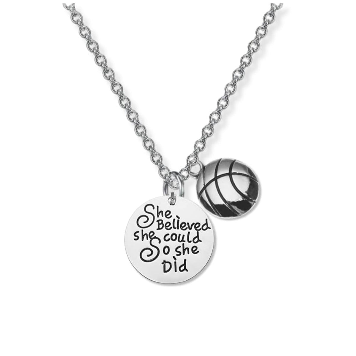 Basketball Charm Laser Sculpture Trend Round Necklaces