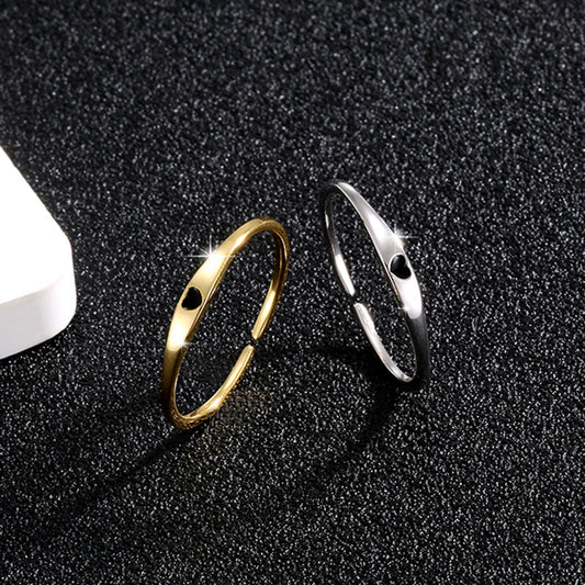 Women's Sier Dripping Love Heart-shaped Simple Fine Circle Rings