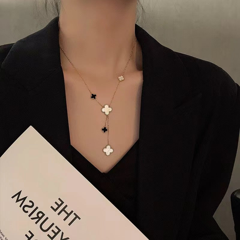 Women's Double-sided Four-leaf Clavicle Chain Simple Niche Temperament Necklaces