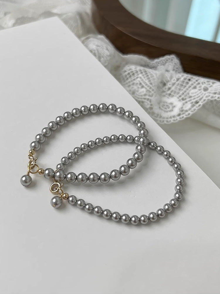 Circle Heather Gray Imitation Pearl Exquisite Bracelets