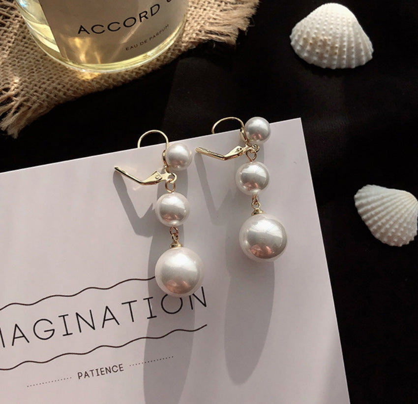 Pearl Versatile Personality Long Tassel Female Earrings