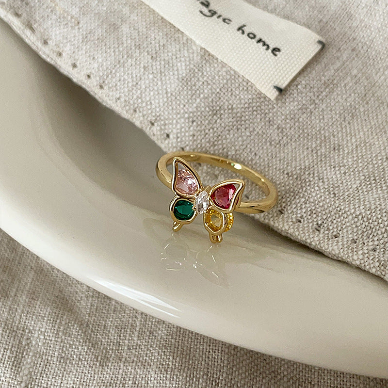 Sweet Cute Color Butterfly Opening Collection Female Personality Rings