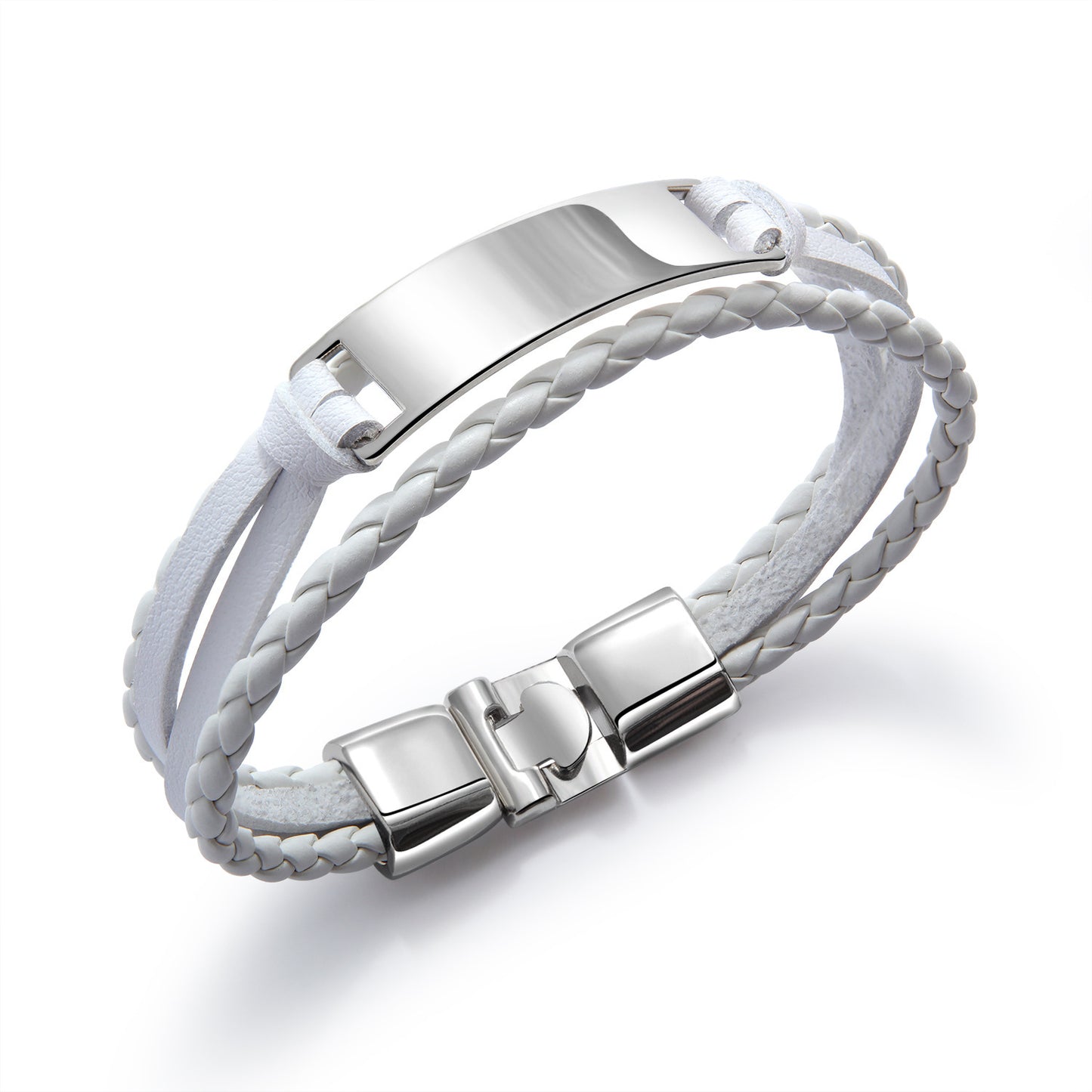Men's Man Simple Versatile Braided Personalized Hip Hop Glossy Can Carve Bracelets