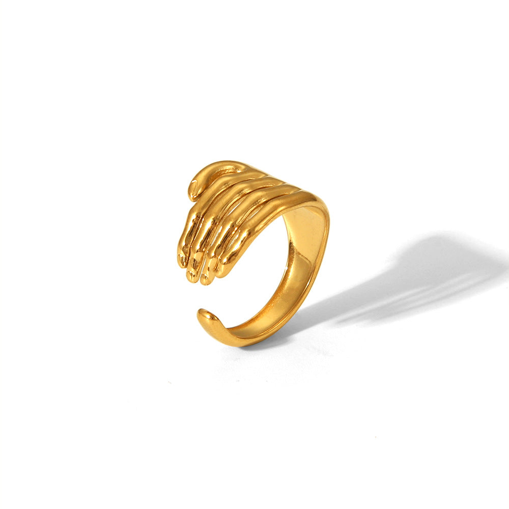 Personalized Golden Trendy Line High Profile Fashion Rings