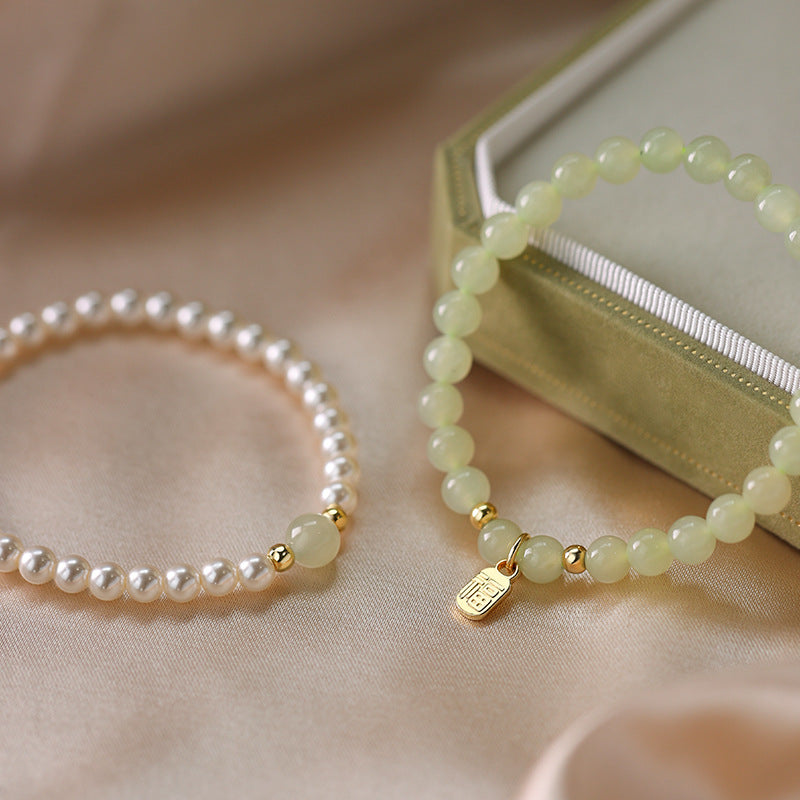 Sier Pearl Female Niche Natural Jade Bracelets