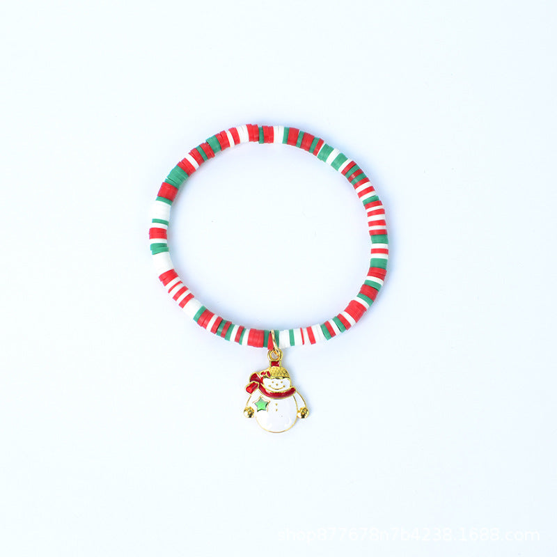 Christmas Gift Elastic String Colorful Polymer Clay Handmade Bracelets