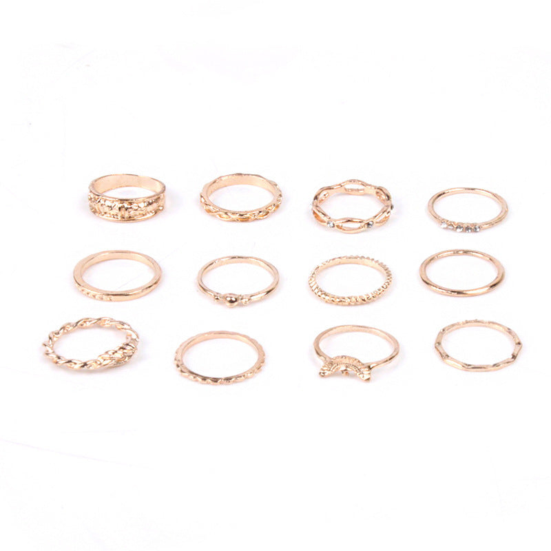 Slouchy Innovative Ornament Gold Fashion Set Rings