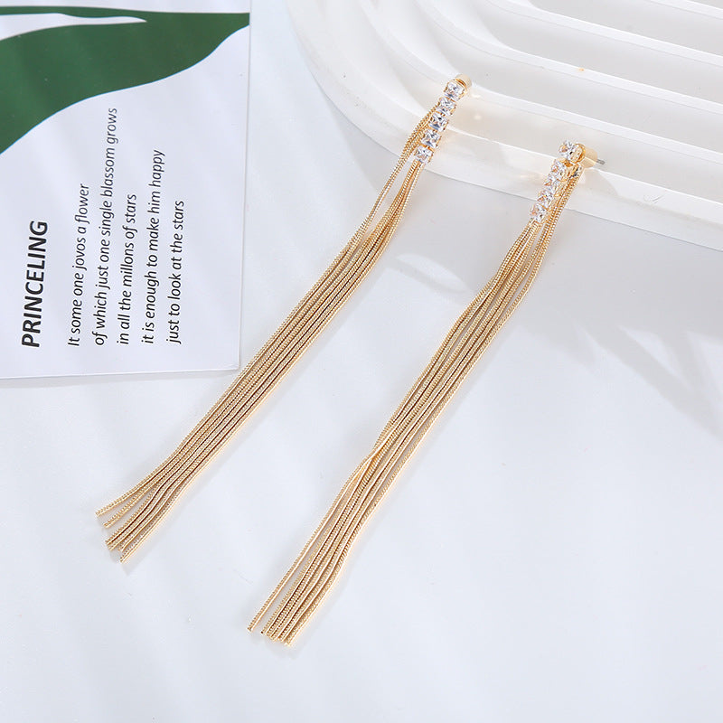 Women's Tassel Geometric Design Korean Fashion Long Earrings