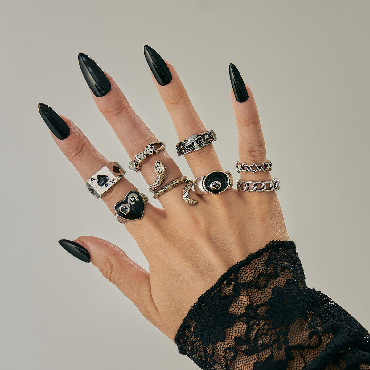 Sweet Cool Dark Ghost Snake Suit Niche Halloween Ring