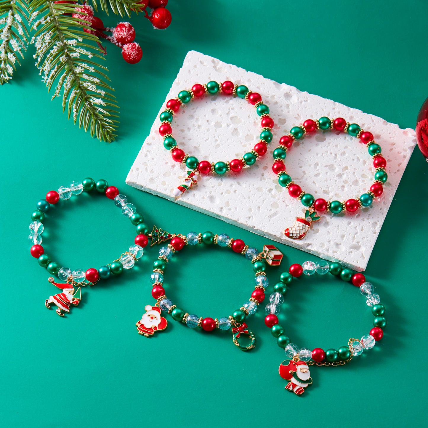 Hot Christmas Gift Beaded Letter Stretch Bracelets