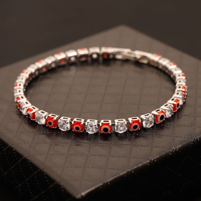 Women's & Men's Wind Devil's Eye Zircon Hip Hop Single Layer Full Bracelets