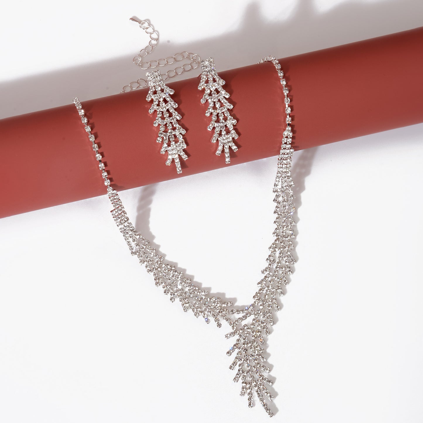 Women's Rhinestone Feather Suit Fashion Wedding Jewelry Set